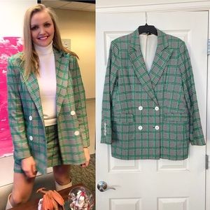 Topshop checked skirt suit